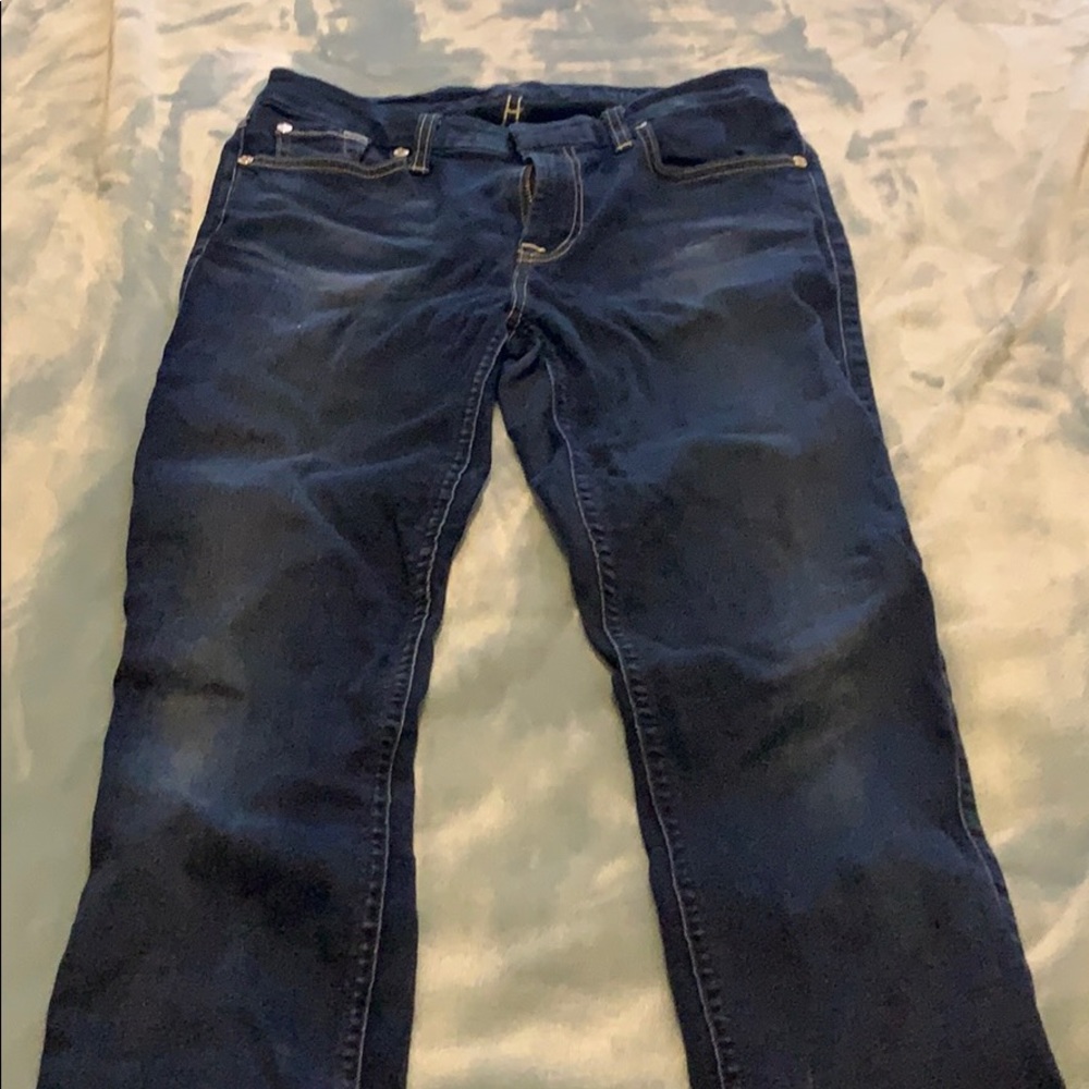 7 for all mankind mid rise ankle skinny raw hem